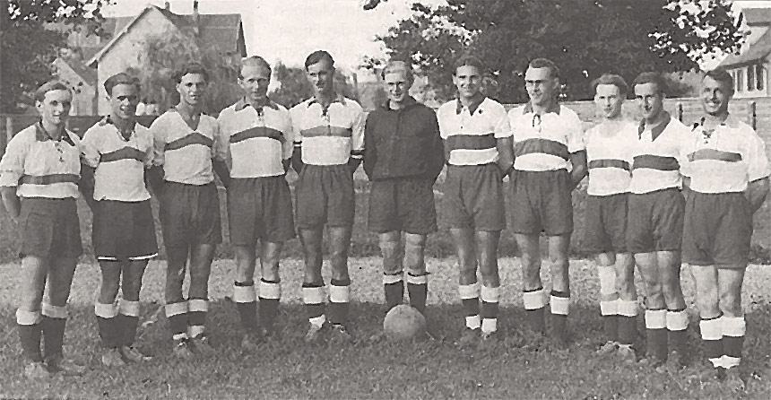 Von links: G. Sorger, B. Reck, Staffa/Möller, B. Gimber, E. Fritz, E. Müller, R. Mahler, F. Holzhauser, J. Blersch, H. Koch, K. Strang