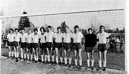 I. Mannschaft des TSV Riedlingen Von links: Eisenmann, Nagel, Jäggle, Sylla, Kohnert, Schmid, Luksch, Strang D., Strang J., Baader, Schickinger, Spielführer Haid W.